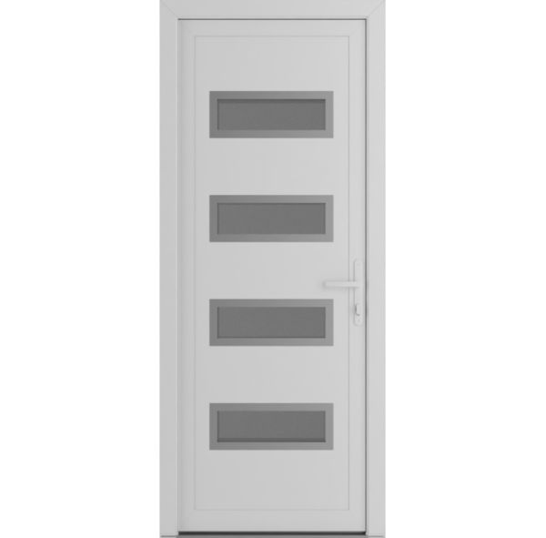 Front Exterior Prehung Metal-PlasticDoor | Manux 8113 White Silk | Office Commercial and Residential Doors Entrance Patio Garage W36" x H80" Left hand Inswing