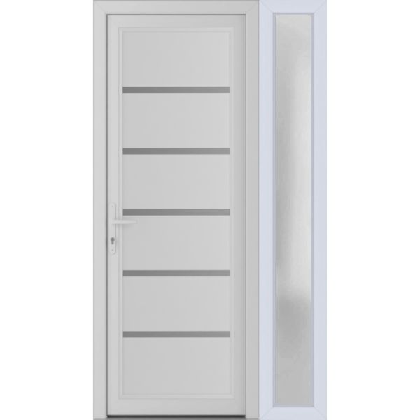 Front Exterior Prehung Metal-PlasticDoor | Manux 8415 White Silk | Side Sidelite Transom | Office Commercial and Residential Doors Entrance Patio Garage 46" x 80" (W30+16" x H80") Right hand Inswing