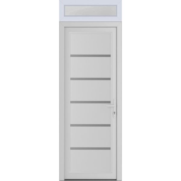 Front Exterior Prehung Metal-PlasticDoor | Manux 8415 White Silk | Top Sidelite Transom | Office Commercial and Residential Doors Entrance Patio Garage 32" x 94" (W32" x H80+14") Left hand Inswing
