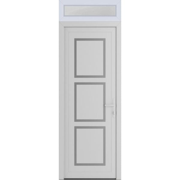 Front Exterior Prehung Metal-PlasticDoor | Manux 8661 White Silk | Top Sidelite Transom | Office Commercial and Residential Doors Entrance Patio Garage 36" x 94" (W36" x H80+14") Left hand Inswing