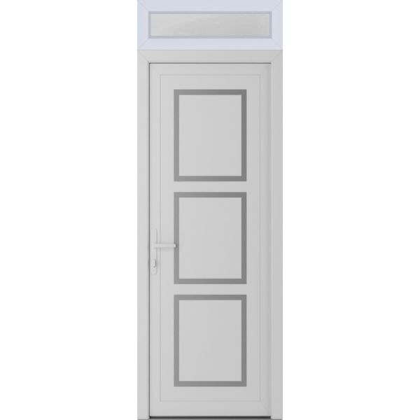 Front Exterior Prehung Metal-PlasticDoor | Manux 8661 White Silk | Top Sidelite Transom | Office Commercial and Residential Doors Entrance Patio Garage 36" x 94" (W36" x H80+14") Right hand Inswing