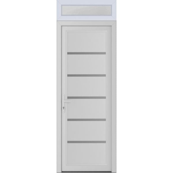 Front Exterior Prehung Metal-PlasticDoor | Manux 8415 White Silk | Top Sidelite Transom | Office Commercial and Residential Doors Entrance Patio Garage 36" x 94" (W36" x H80+14") Right hand Inswing