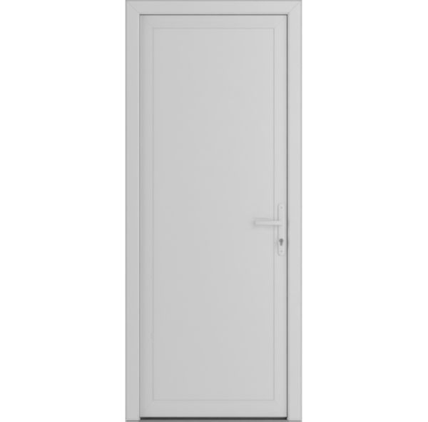 Front Exterior Prehung Metal-PlasticDoor Frosted Glass | Manux 8111 White Silk | Office Commercial and Residential Doors Entrance Patio Garage W36" x H80" Left hand Inswing