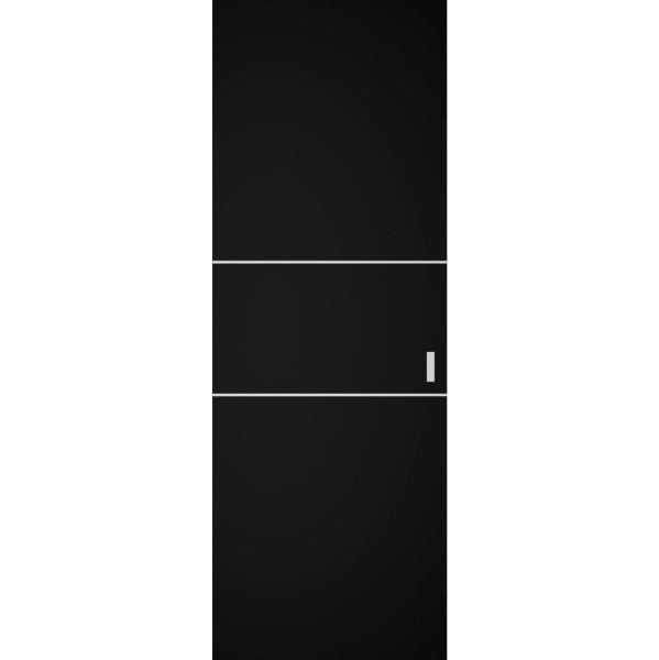 Hidden Barn | Planum 0110 Black Matte | Sturdy Finished Modern Doors | Magic Concealed Sliding Set 28" x 80"