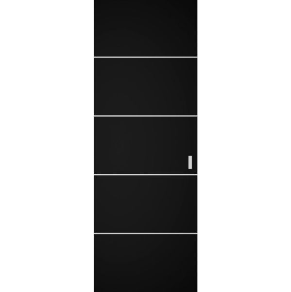 Hidden Barn | Planum 0210 Black Matte | Sturdy Finished Modern Doors | Magic Concealed Sliding Set 28" x 80"