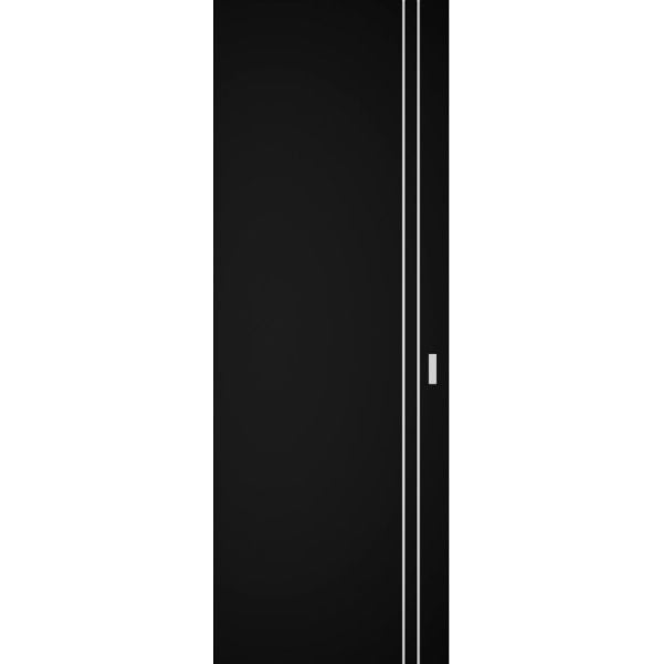 Hidden Barn | Planum 0310 Black Matte | Sturdy Finished Modern Doors | Magic Concealed Sliding Set 28" x 80"