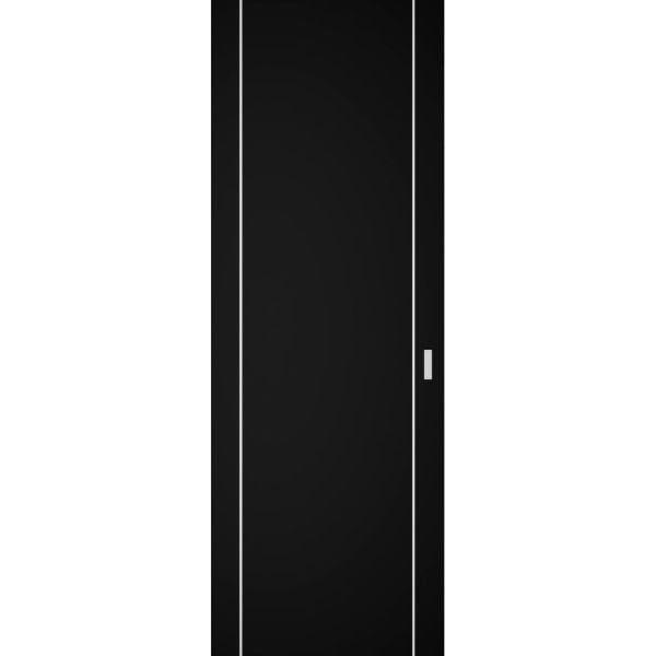 Hidden Barn | Planum 0410 Black Matte | Sturdy Finished Modern Doors | Magic Concealed Sliding Set 28" x 80"