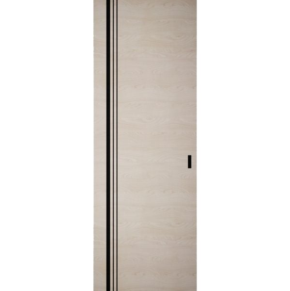 Hidden Barn | Planum 0011 Natural Veneer | Sturdy Finished Flush Modern Doors | Magic Concealed Sliding Set 28" x 80"