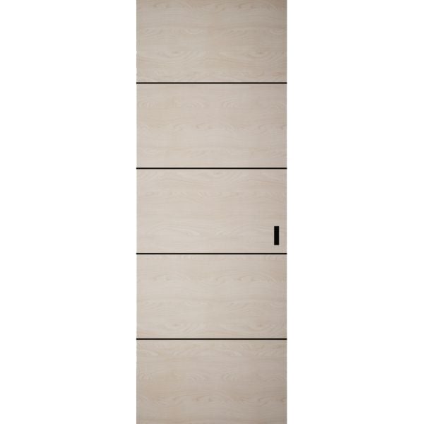 Hidden Barn | Planum 0015 Natural Veneer | Sturdy Finished Flush Modern Doors | Magic Concealed Sliding Set 28" x 80"