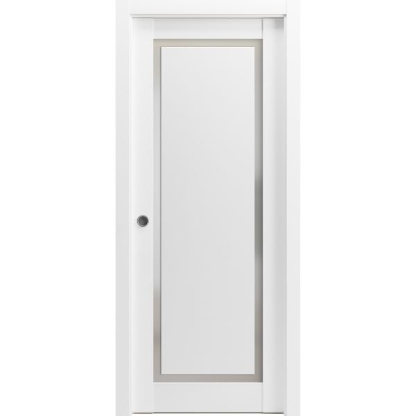 Sliding French Pocket Door | Lucia 1299 White Silk with Mirror | Kit ...