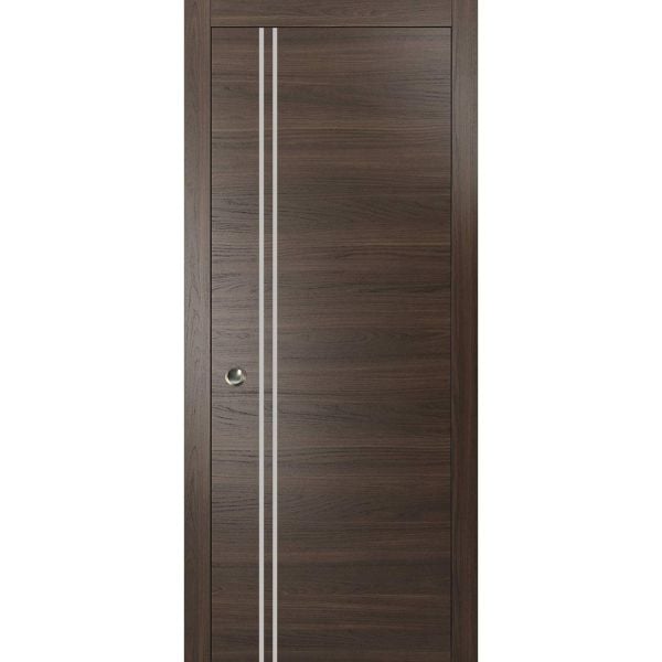 Sliding French Pocket Door with | Planum 0310 Chocolate Ash | Kit Trims Rail Hardware | Solid Wood Interior Bedroom Sturdy Doors