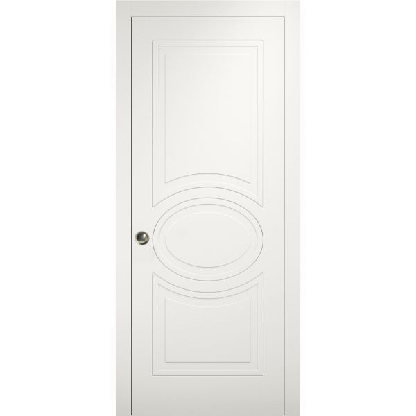 Sliding Pocket Door 18 x 80 inches / Mela 7001 Matte White / Kit Rail Hardware / MDF Interior Bedroom Modern Doors