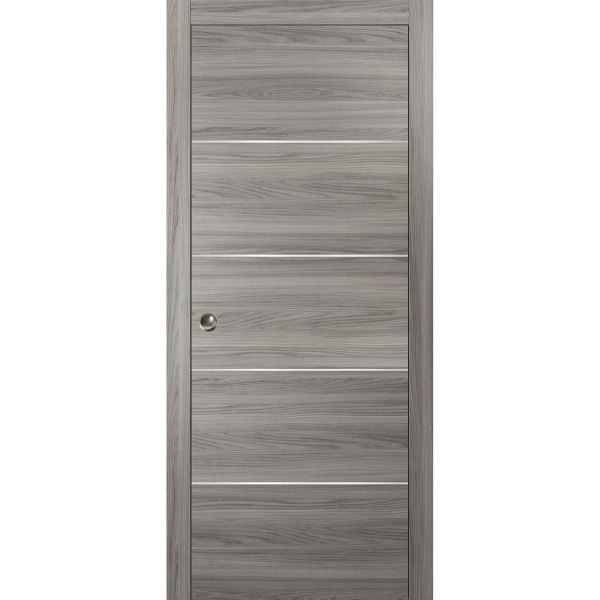 Modern Pocket Door | Planum 0020 Ginger Ash | Kit Trims Rail Hardware | Solid Wood Interior Bedroom Sliding Closet Sturdy Doors