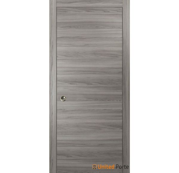 Sliding French Pocket Door with | Planum 0010 Ginger Ash | Kit Trims Rail Hardware | Solid Wood Interior Bedroom Sturdy Doors