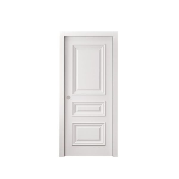Sliding Pocket Door 18 x 84 inches | ROYAL 9833 White Enamel | Kit Rail Hardware | Solid Wood Interior Bedroom Doors