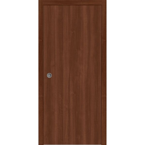 Sliding Pocket Door 18 x 84 inches | BASIC 3001 Walnut | Kit Rail Hardware | Solid Wood Interior Bedroom Modern Doors
