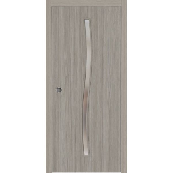 Sliding Pocket Door 18 x 84 inches | BASIC 3002 Oak | Kit Rail Hardware | Solid Wood Interior Bedroom Modern Doors
