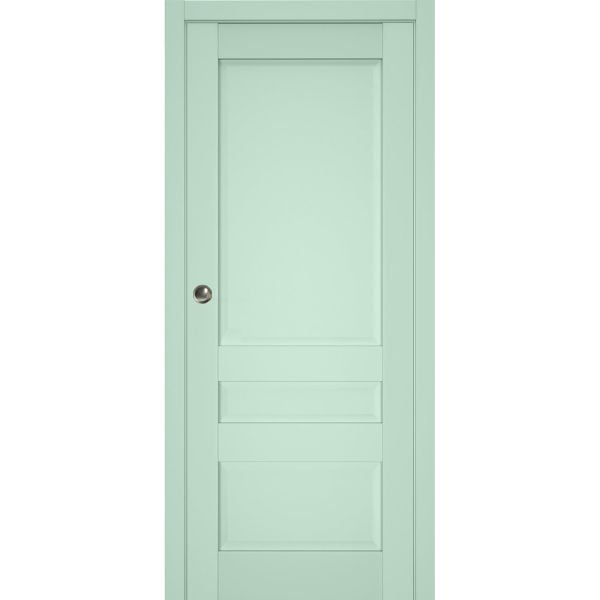 Sliding French Pocket Door | Veregio 7411 Oliva | Kit Trims Rail Hardware | Solid Wood Interior Bedroom Sturdy Doors