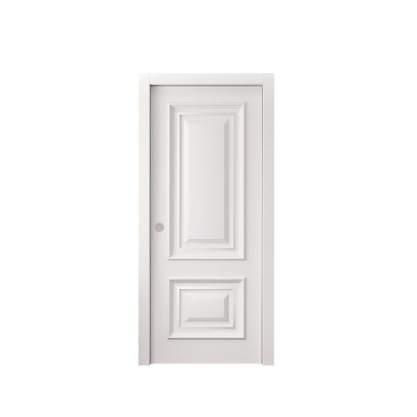 Sliding Pocket Door 18 x 84 inches | ROYAL 9822 White Enamel | Kit Rail Hardware | Solid Wood Interior Bedroom Doors