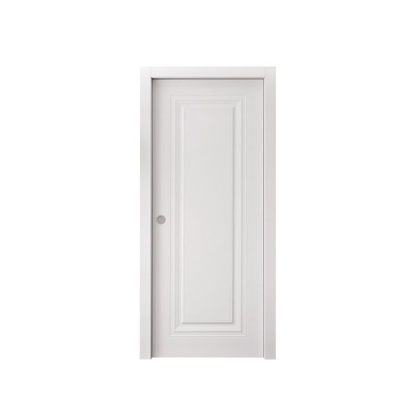Sliding Pocket Door 18 x 84 inches | BASIC 9111 White | Kit Rail Hardware | Solid Wood Interior Bedroom Doors