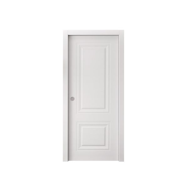 Sliding Pocket Door 18 x 84 inches | BASIC 9772 White | Kit Rail Hardware | Solid Wood Interior Bedroom Doors