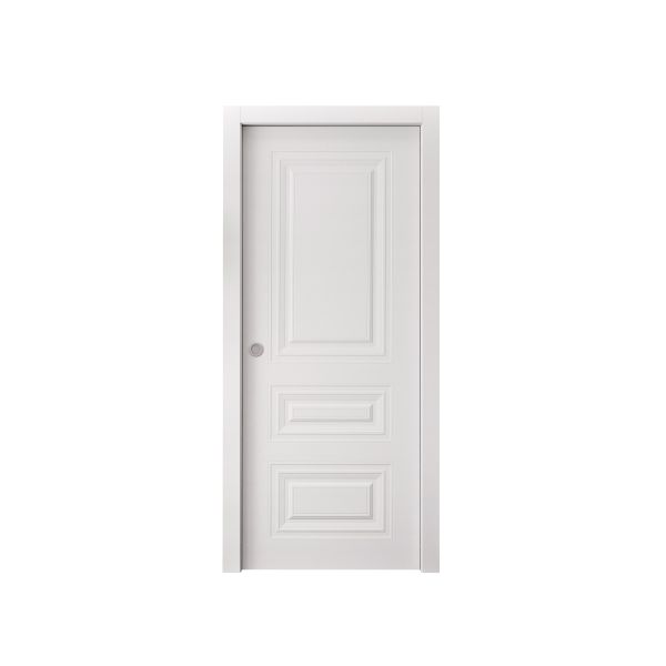 Sliding Pocket Door 18 x 84 inches | BASIC 9233 White | Kit Rail Hardware | Solid Wood Interior Bedroom Doors