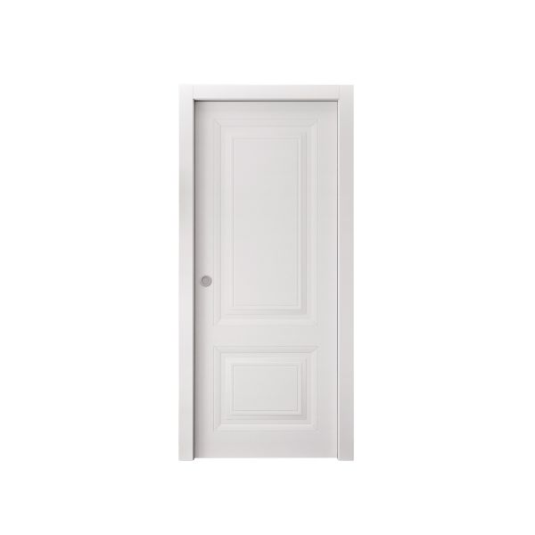Sliding Pocket Door 18 x 84 inches | BASIC 9422 White | Kit Rail Hardware | Solid Wood Interior Bedroom Doors