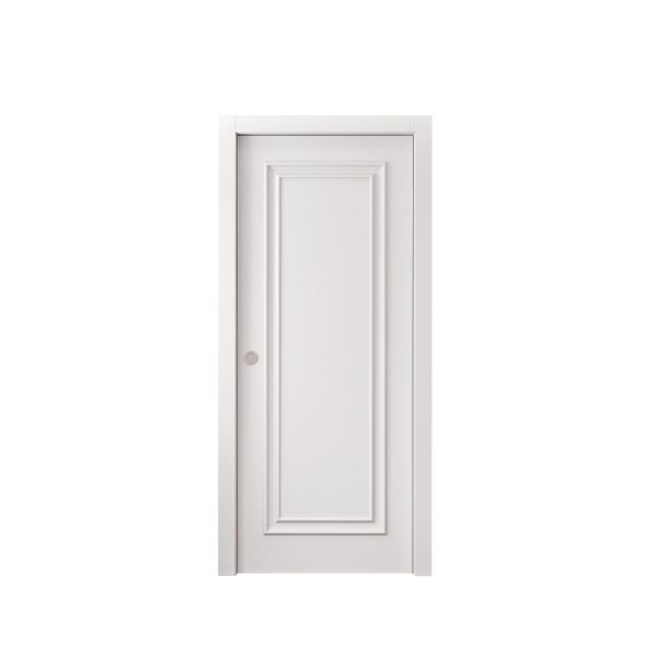 Sliding Pocket Door 18 x 84 inches | ROYAL 9811 White Enamel | Kit Rail Hardware | Solid Wood Interior Bedroom Doors