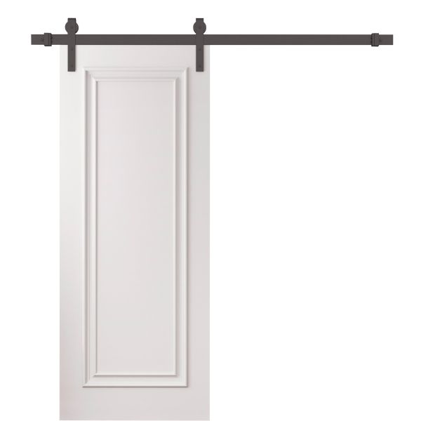Barn Door 18 x 80 inches | ROYAL 9811 White Enamel | 6.6FT Rail Track Heavy Hardware Set | Solid Panel Interior Doors