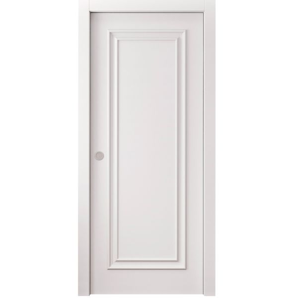 Sliding Pocket Door 18 x 84 inches | ROYAL 9811 White Enamel | Kit Rail Hardware | Solid Wood Interior Bedroom Doors