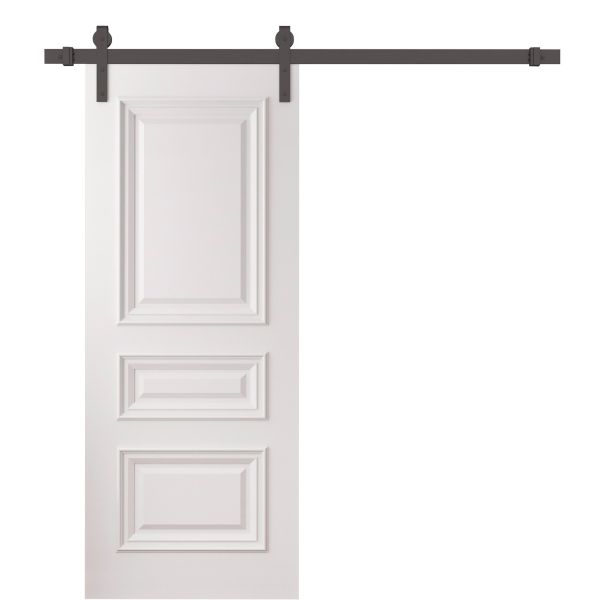 Barn Door 18 x 80 inches | ROYAL 9833 White Enamel | 6.6FT Rail Track Heavy Hardware Set | Solid Panel Interior Doors