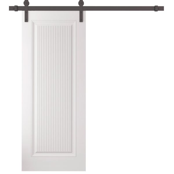 Barn Door 18 x 80 inches | ROYAL 9888 White Enamel | 6.6FT Rail Track Heavy Hardware Set | Solid Panel Interior Doors