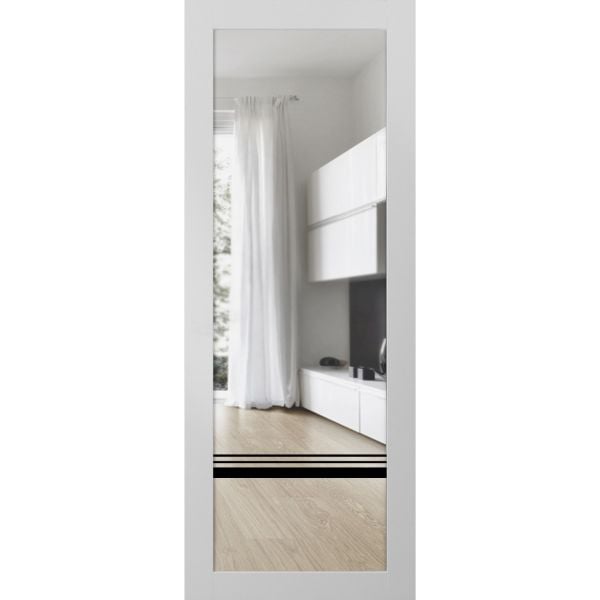 Slab Barn Door Panel Clear Glass | Lucia 2666 White Silk | Sturdy Finished Doors | Pocket Closet Sliding-18" x 80"