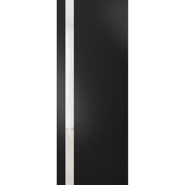Slab Barn Door Panel | Planum 0040 Matte Black with White Glass | Sturdy Finished Doors | Pocket Closet Sliding