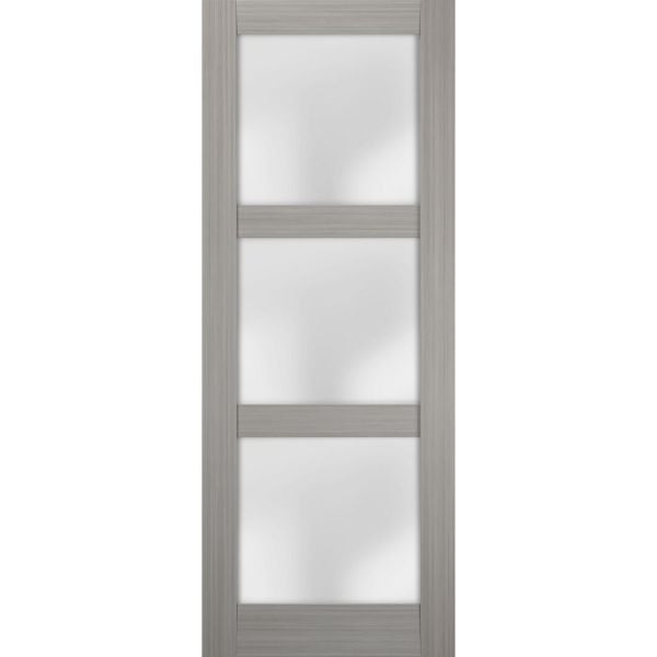 Slab Barn Door Panel | Lucia 2552 Grey Ash with Frosted Glass | Sturdy Finished Doors | Pocket Closet Sliding