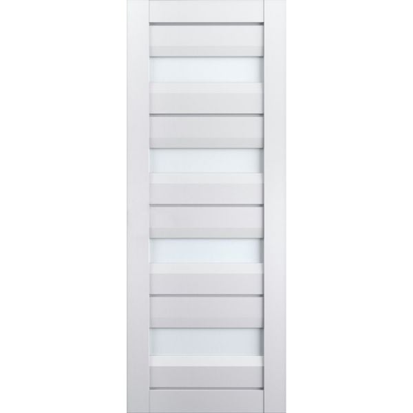 Slab Barn Door Panel Frosted Glass | Veregio 7455 White Silk | Sturdy Finished Doors | Pocket Closet Sliding