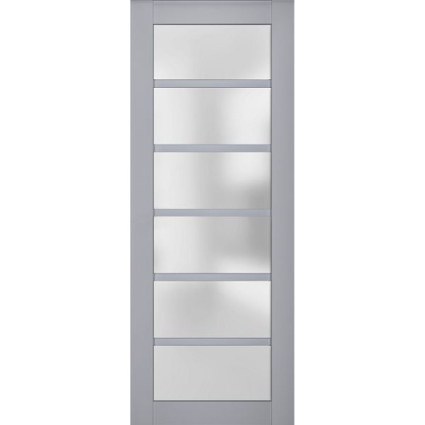Slab Barn Door Panel | Veregio 7602 Matte Grey with Frosted Glass | Sturdy Finished Doors | Pocket Closet Sliding