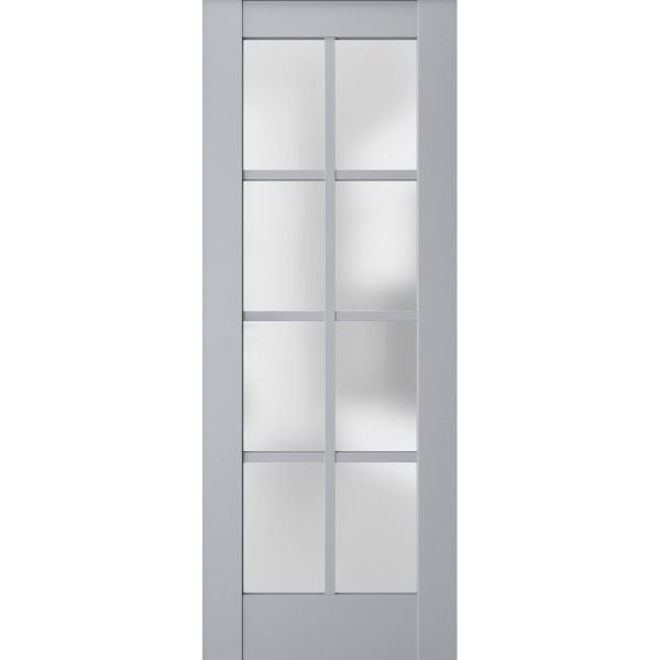 Slab Barn Door Panel Frosted Glass | Veregio 7412 Matte Grey | Sturdy Finished Doors | Pocket Closet Sliding