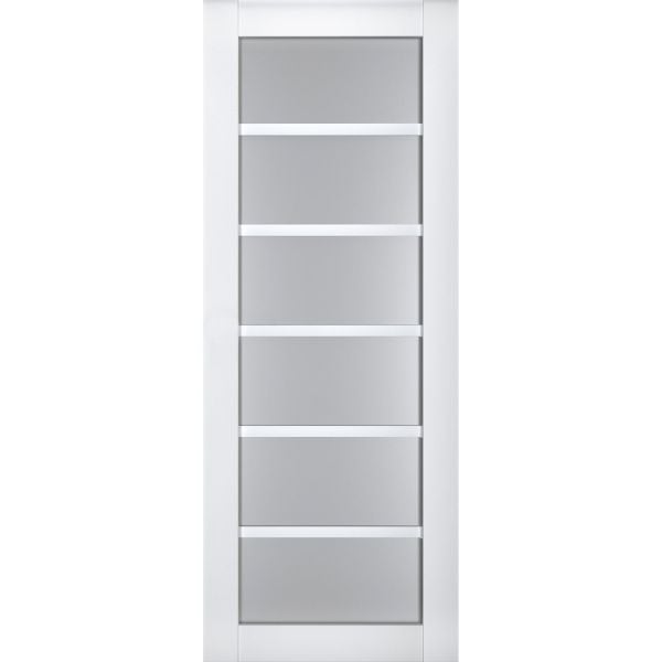 Slab Barn Door Panel | Veregio 7602 White Silk with Frosted Glass | Sturdy Finished Doors | Pocket Closet Sliding
