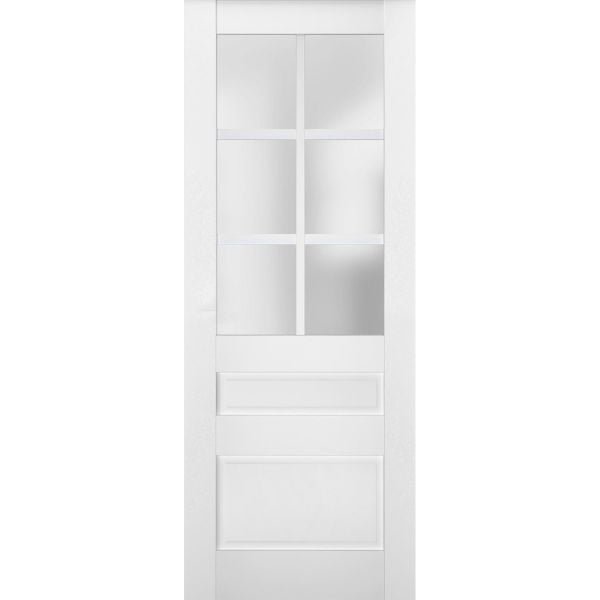 Slab Barn Door Panel | Veregio 7339 White Silk with Frosted Glass | Sturdy Finished Doors | Pocket Closet Sliding