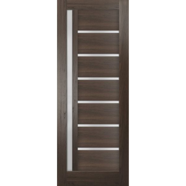 Slab Barn Door Panel | Quadro 4088 Chocolate Ash with Frosted Glass | Sturdy Finished Doors | Pocket Closet Sliding