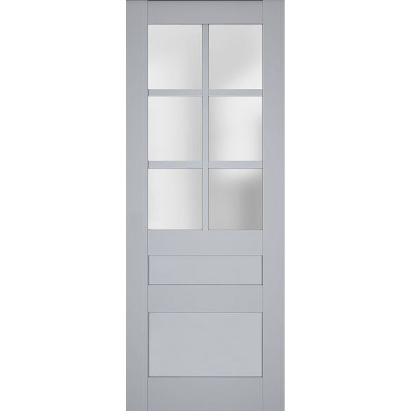 Slab Barn Door Panel Frosted Glass | Veregio 7339 Matte Grey | Sturdy Finished Doors | Pocket Closet Sliding