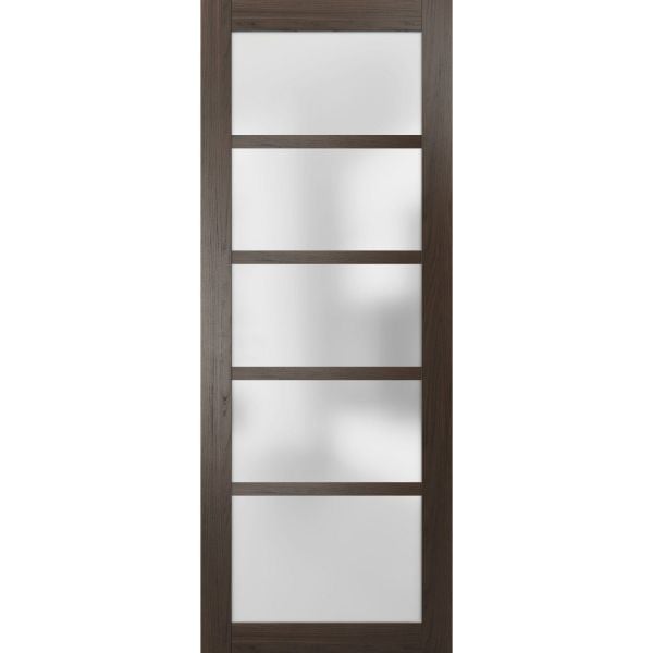 Slab Barn Door Panel | Quadro 4002 Chocolate Ash with Frosted Glass | Sturdy Finished Doors | Pocket Closet Sliding