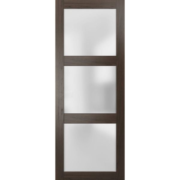 Slab Barn Door Panel Frosted Glass | Lucia 2552 Chocolate Ash | Sturdy Finished Doors | Pocket Closet Sliding