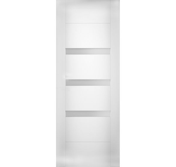Slab Door Panel Opaque Glass 18 x 80 inches / Sete 6900 White Silk / Modern Finished Doors / Pocket Closet Sliding Barn
