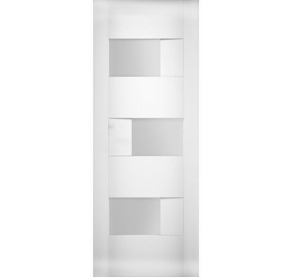 Slab Door Panel Opaque Glass 18 x 80 inches / Sete 6933 White Silk / Modern Finished Doors / Pocket Closet Sliding Barn