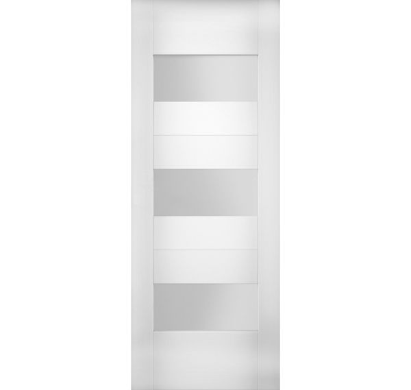 Slab Door Panel Opaque Glass 18 x 80 inches / Sete 6003 White Silk / Modern Finished Doors / Pocket Closet Sliding Barn