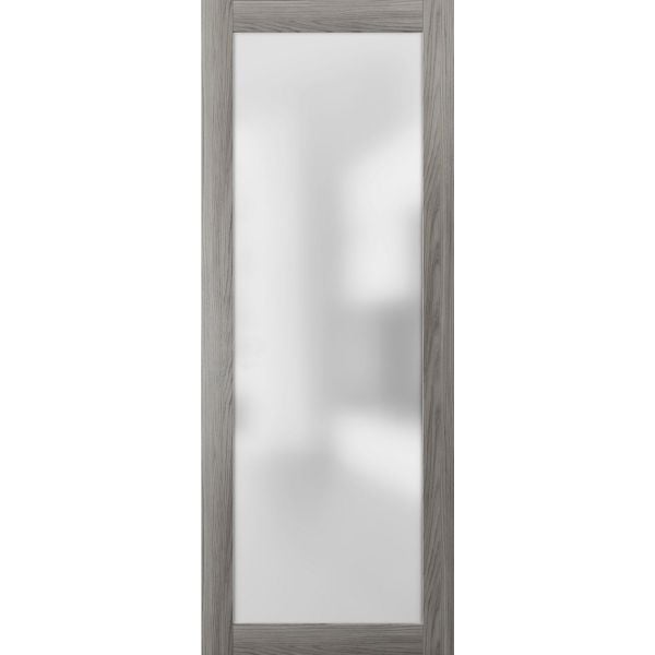 Slab Barn Door Panel Lite | Planum 2102 Ginger Ash with Frosted Glass | Sturdy Finished Modern Doors | Pocket Closet Sliding 