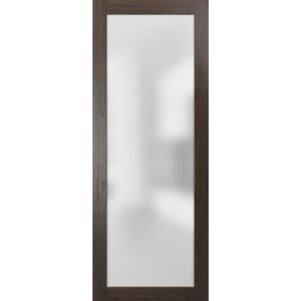 Slab Barn Door Panel Lite | Planum 2102 Chocolate Ask with Frosted Glass | Sturdy Finished Modern Doors | Pocket Closet Sliding 