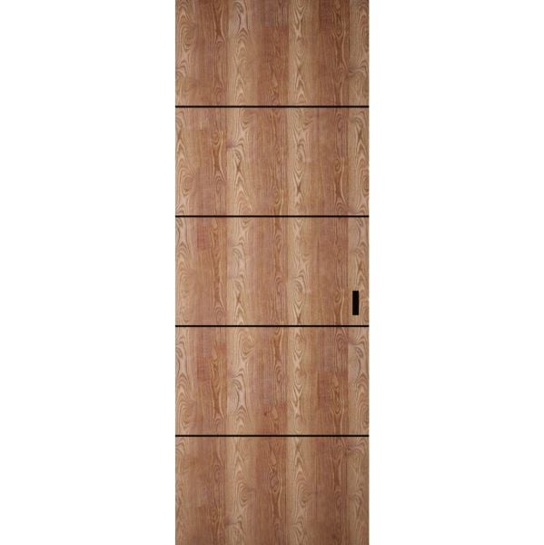 Hidden Barn | Planum 0015 Walnut | Sturdy Finished Flush Modern Doors | Magic Concealed Sliding Set 30" x 96"